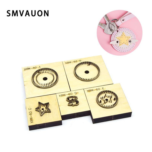 SMVAUON Wooden Mould Cutting Dies For DIY Key Ring Scrapbooking Key Fun Pendant Leather Cut Mold Knife Mould Hand Punch Tool