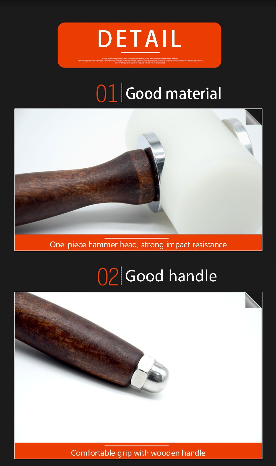 New Handheld Leather Carving Hammer DIY Craft Cowhide Punch Cutting Nylon Hammer Tool with Wood Handle Leather craft Carving