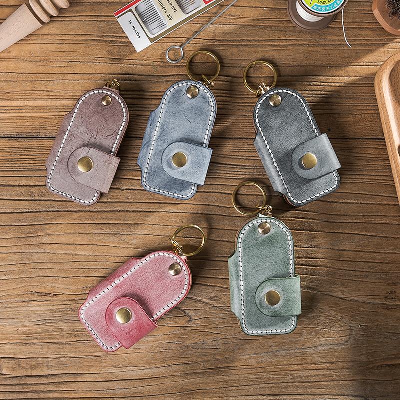 DIY material kit car keychain simple retro fog wax leather first layer cowhide