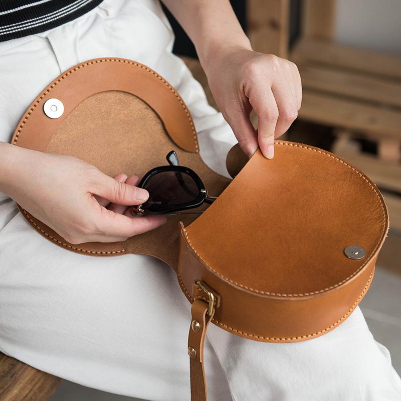 DIY material bag retro shoulder bag Italian vegetable tanned natural cowhide