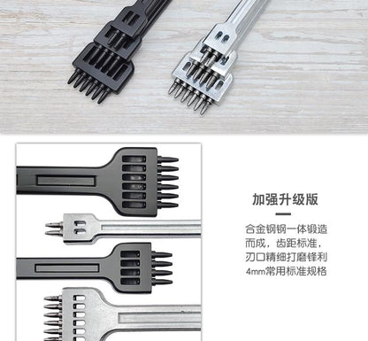 Diy Leather Tool Alloy Steel Row Punch Leather Punch Round Punch 4/5/6 Set Diamond Cut Punch Hand Stitch Threading Punch