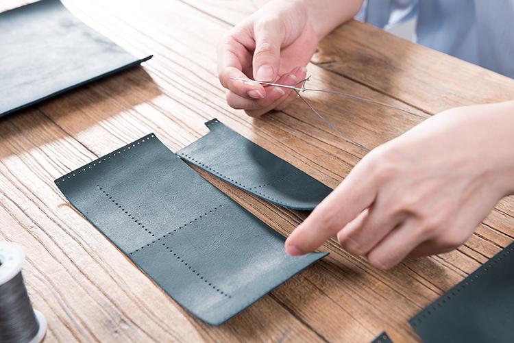 Material package retro waxed leather long wallet DIY do-it-yourself stitching