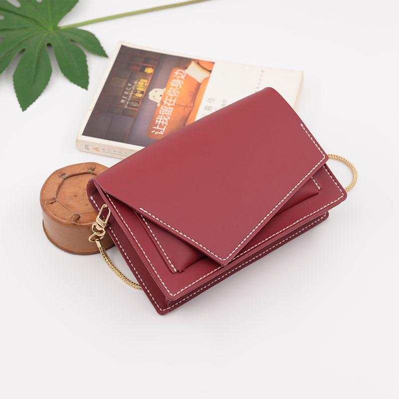 Handmade bag leather material bag Homemade diy hand-stitched one shoulder small square bag
