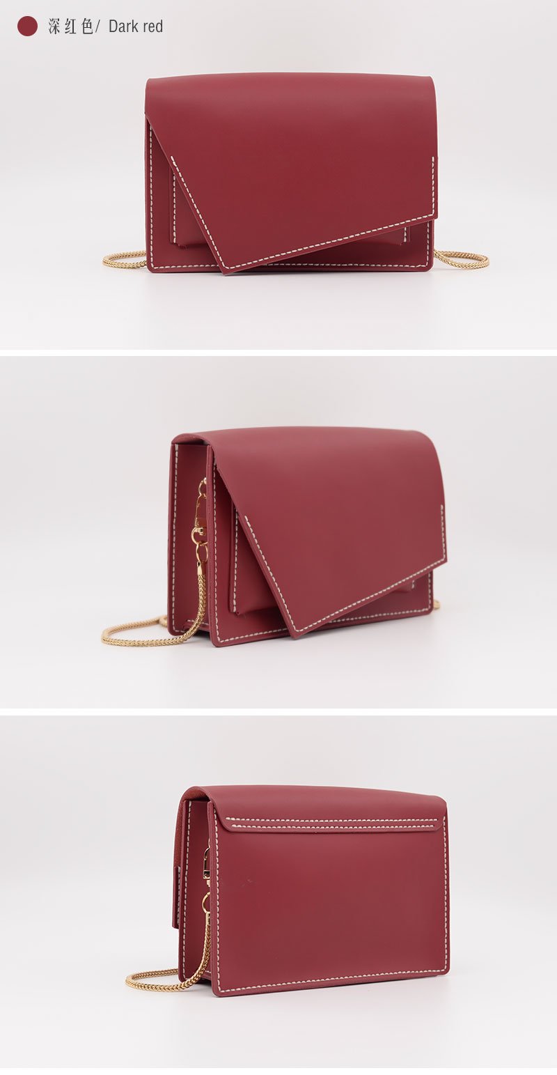 Handmade bag leather material bag Homemade diy hand-stitched one shoulder small square bag