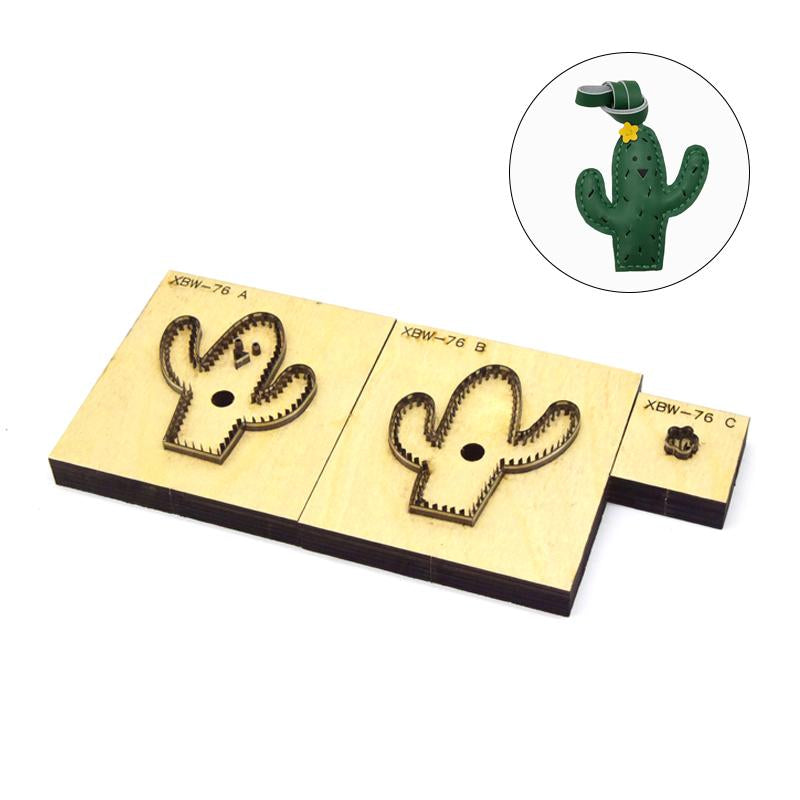 SMVAUONCutting Die Cactus Shape Key Ring DIY Key Case Fun Pendant Japanese Steel Leather Cutter Mold Knife Mould Hand Punch Tool