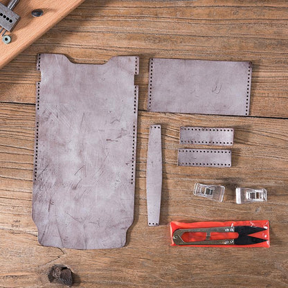 Leather material bag, waxed pickup bag, DIY handmade stitching