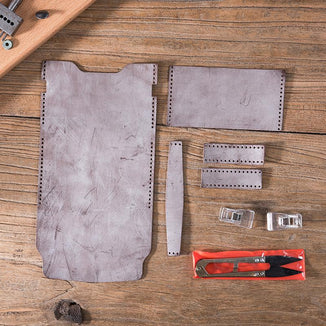 Leather material bag, waxed pickup bag, DIY handmade stitching