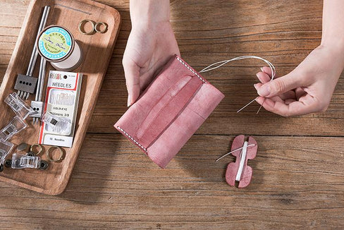 Leather material bag, waxed pickup bag, DIY handmade stitching