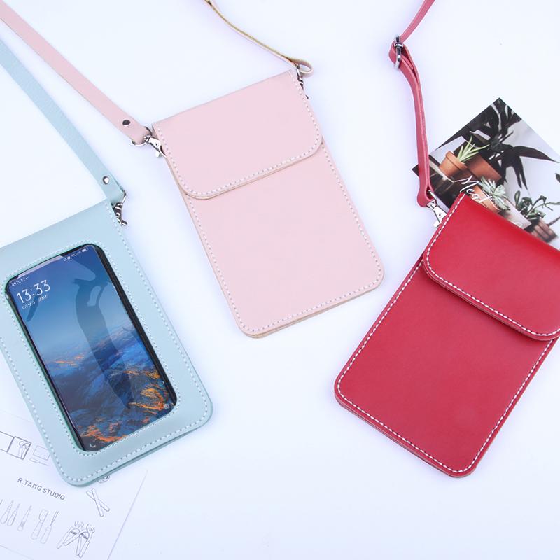 DIY leather material bag mobile phone bag diagonal real cowhide small bag